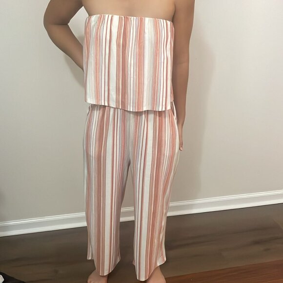 Bebop Strapless Striped Jumpsuit - Size Small - Picture 2 of 6